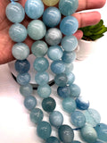 20MM Aquamarine Round Beads - AAA Quality - Length 40 cm- Natural Aquamarine from Brazil.