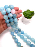18MM Aquamarine Round Beads - AAA Quality - Length 40 cm- Natural Aquamarine from Brazil.
