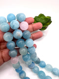 18MM Aquamarine Round Beads - AAA Quality - Length 40 cm- Natural Aquamarine from Brazil.