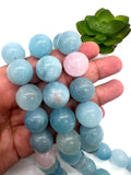 18MM Aquamarine Round Beads - AAA Quality - Length 40 cm- Natural Aquamarine from Brazil.