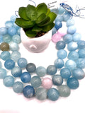18MM Aquamarine Round Beads - AAA Quality - Length 40 cm- Natural Aquamarine from Brazil.