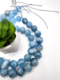 18MM Aquamarine Round Beads - AAA Quality - Length 40 cm- Natural Aquamarine from Brazil.