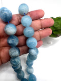 18MM Aquamarine Round Beads - AAA Quality - Length 40 cm- Natural Aquamarine from Brazil.