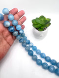18MM Aquamarine Round Beads - AAA Quality - Length 40 cm- Natural Aquamarine from Brazil.