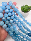 16MM Aquamarine Round Beads - AAA Quality - Length 40 cm- Natural Aquamarine from Brazil.