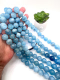 16MM Aquamarine Round Beads - AAA Quality - Length 40 cm- Natural Aquamarine from Brazil.