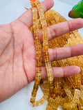 Citrine Faceted Heishi Beads 6/7mm mm Size- AAA Quality- Length 16 Inch - Natural Citrine Heishi Tyre Beads, origin Brazil