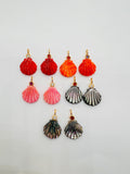 Natural Shell Charm Carving Fancy Shape 16x16mm Size - 925 Silver and gold plating- ShellPendant- Silver pendant with 1 inlay gemstone