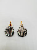 Natural Shell Charm Carving Fancy Shape 16x16mm Size - 925 Silver and gold plating- ShellPendant- Silver pendant with 1 inlay gemstone