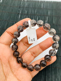 Black Rutile Bracelet 11 mm Size • Code #K6 • AAA Quality • Natural Rutilated Quartz • Rutile Round Beads Bracelet