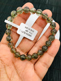 Green Rutile Bracelet • 8 mm Size • Code #K6 • AAAA Quality • 7.5 Inch Length • Natural Rutilated Quartz • Rutile Round Bracelet