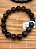 Black Rutile Bracelet • 12mm Size • Code #KM3 • AAAA Quality • 7.5 Inch Length • Natural Rutilated Quartz • Rutile Round Bracelet