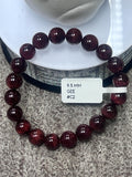 Red Rutile Round Bracelet • 9.5 mm Size • Code #C2 • AAA Quality • Natural Rutilated Quartz Bracelet