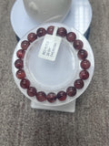 Red Rutile Round Bracelet • 9.5 mm Size • Code #C3 • AAA Quality • Natural Rutilated Quartz Bracelet