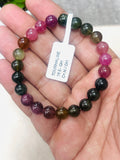 Tourmaline Bracelet- 8 mm Size - Code #GT21- AAA Quality -Weight 85.7 gm Natural Multi Tourmaline Round Bracelet - Length 7.5 Inch