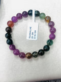 Tourmaline Bracelet- 8.5 mm Size - Code #GT23- AAA Quality -Weight 85.7 gm Natural Multi Tourmaline Round Bracelet - Length 7.5 Inch