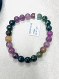 Tourmaline Bracelet- 8 mm Size - Code #GT24- AAA Quality -Weight 85.7 gm Natural Multi Tourmaline Round Bracelet - Length 7.5 Inch