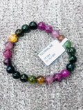 Tourmaline Bracelet- 8 mm Size - Code #GT24- AAA Quality -Weight 85.7 gm Natural Multi Tourmaline Round Bracelet - Length 7.5 Inch