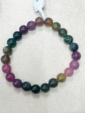 Tourmaline Bracelet- 8 mm Size - Code #GT25- AAA Quality -Weight 85.7 gm Natural Multi Tourmaline Round Bracelet - Length 7.5 Inch