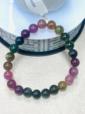 Tourmaline Bracelet- 8 mm Size - Code #GT25- AAA Quality -Weight 85.7 gm Natural Multi Tourmaline Round Bracelet - Length 7.5 Inch