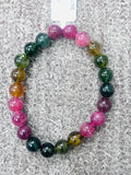 Tourmaline Bracelet- 8 mm Size - Code #GT26- AAA Quality -Weight 85.7 gm Natural Multi Tourmaline Round Bracelet - Length 7.5 Inch