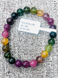 Tourmaline Bracelet- 8 mm Size - Code #GT27- AAA Quality -Weight 85.7 gm Natural Multi Tourmaline Round Bracelet - Length 7.5 Inch