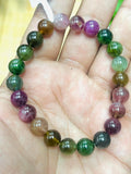 Tourmaline Bracelet- 8.5 mm Size - Code #GT28- AAA Quality -Weight 85.7 gm Natural Multi Tourmaline Round Bracelet - Length 7.5 Inch