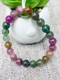 Tourmaline Bracelet- 8.5 mm Size - Code #GT28- AAA Quality -Weight 85.7 gm Natural Multi Tourmaline Round Bracelet - Length 7.5 Inch