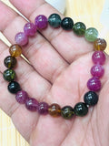 Tourmaline Bracelet- 8.5 mm Size - Code #GT29- AAA Quality -Weight 85.7 gm Natural Multi Tourmaline Round Bracelet - Length 7.5 Inch