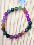 Tourmaline Bracelet- 8.5 mm Size - Code #GT29- AAA Quality -Weight 85.7 gm Natural Multi Tourmaline Round Bracelet - Length 7.5 Inch