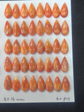 Spiny Oyster Shell Pear Cabs • 8x16 mm Size • Pack of 2 Pcs • AAA Quality • Natural Shell Cabochon • Orange/ Red Color