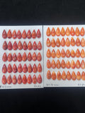 Spiny Oyster Shell Pear Cabs • 8x16 mm Size • Pack of 2 Pcs • AAA Quality • Natural Shell Cabochon • Orange/ Red Color