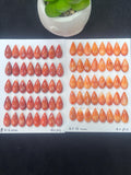 Spiny Oyster Shell Pear Cabs • 8x16 mm Size • Pack of 2 Pcs • AAA Quality • Natural Shell Cabochon • Orange/ Red Color