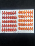 Spiny Oyster Shell Pear Cabs • 8x16 mm Size • Pack of 2 Pcs • AAA Quality • Natural Shell Cabochon • Orange/ Red Color