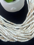 Wampum Quahog Shell Tube Beads • 4x8 mm Size • 40 cm length • AAA Quality • Natural Wampum Shell • Cream Matte Color • Origin East Coast USA