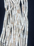 Wampum Quahog Shell Tube Beads • 4x8 mm Size • 40 cm length • AAA Quality • Natural Wampum Shell • Cream Matte Color • Origin East Coast USA