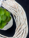 Wampum Quahog Shell Tube Beads • 4x8 mm Size • 40 cm length • AAA Quality • Natural Wampum Shell • Cream Matte Color • Origin East Coast USA