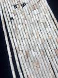 Wampum Quahog Shell Tube Beads • 4x8 mm Size • 40 cm length • AAA Quality • Natural Wampum Shell • Cream Matte Color • Origin East Coast USA