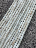 Wampum Quahog Shell Tube Beads • 4x8 mm Size • 40 cm length • AAA Quality • Natural Wampum Shell • Cream Matte Color • Origin East Coast USA