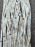 Wampum Quahog Shell Tube Beads • 4x8 mm Size • 40 cm length • AAA Quality • Natural Wampum Shell • Cream Matte Color • Origin East Coast USA