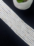 Wampum Quahog Shell Tube Beads • 4x8 mm Size • 40 cm length • AAA Quality • Natural Wampum Shell • White Matte Color • Origin East Coast USA