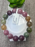 Tourmaline Bracelet- 14 mm Size - Code #B1 - AAA Quality - Natural Multi Tourmaline Round Bracelet - Length 7.5 Inch