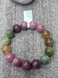 Tourmaline Bracelet- 14 mm Size - Code #B1 - AAA Quality - Natural Multi Tourmaline Round Bracelet - Length 7.5 Inch