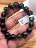 Black Rutile Bracelet • 12mm Size • Code #KM3 • AAAA Quality • 7.5 Inch Length • Natural Rutilated Quartz • Rutile Round Bracelet