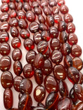 Hessonite Garnet Nugget Beads - 8x10-11 mm size - Code #H6 - AAA Quality- 16 Inch Length - Hessonite Tumble Beads