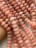 Pink Opal Rondelle Beads 9/10 mm- AAA quality beads - Length 16"- Peruvian Pink Opal Roundel