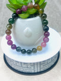 Tourmaline Bracelet- 8 mm Size - Code #GT25- AAA Quality -Weight 85.7 gm Natural Multi Tourmaline Round Bracelet - Length 7.5 Inch