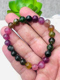 Tourmaline Bracelet- 8 mm Size - Code #GT25- AAA Quality -Weight 85.7 gm Natural Multi Tourmaline Round Bracelet - Length 7.5 Inch