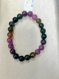 Tourmaline Bracelet- 8 mm Size - Code #GT26- AAA Quality -Weight 85.7 gm Natural Multi Tourmaline Round Bracelet - Length 7.5 Inch