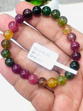 Tourmaline Bracelet- 8 mm Size - Code #GT27- AAA Quality -Weight 85.7 gm Natural Multi Tourmaline Round Bracelet - Length 7.5 Inch